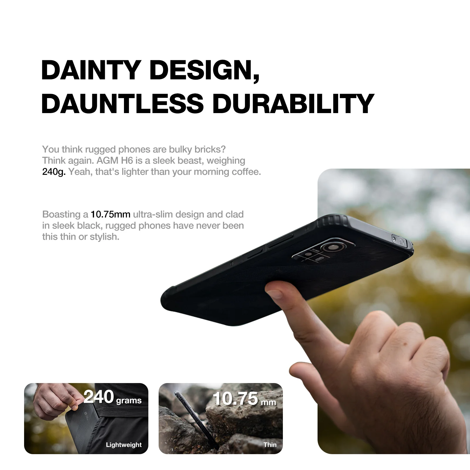 AGM H6 | Ultra-Thin | Rugged | 6.56-inch 90Hz Display | 8GB RAM + 8GB Virtual Expanded RAM + 256GB ROM | Android 13 - Image 3